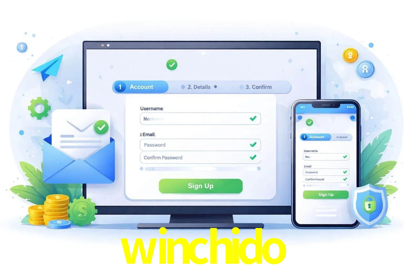 Registro de nuevo usuario y configuración de cuenta winchido